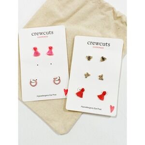 J.Crew Crewcuts Post Earring Bundle Set 5 Tassel Bee Butterfly Hoop Pink Gold